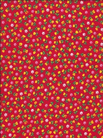 Piros alapon sűrű apró virág