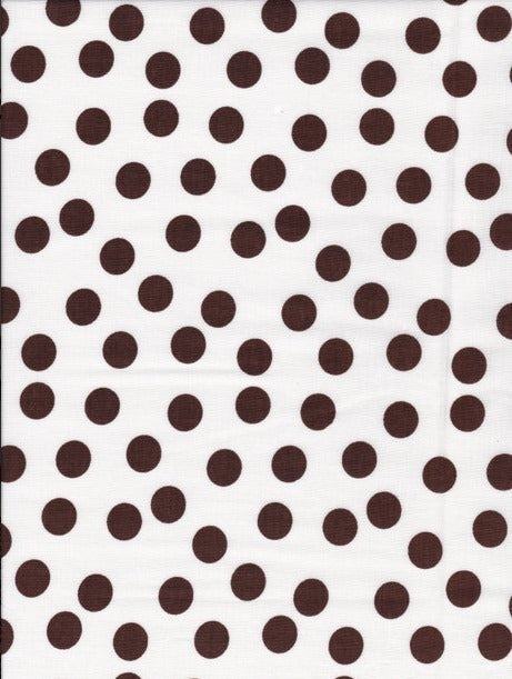 Fehér alapon 1 cm-es barna pöttyök