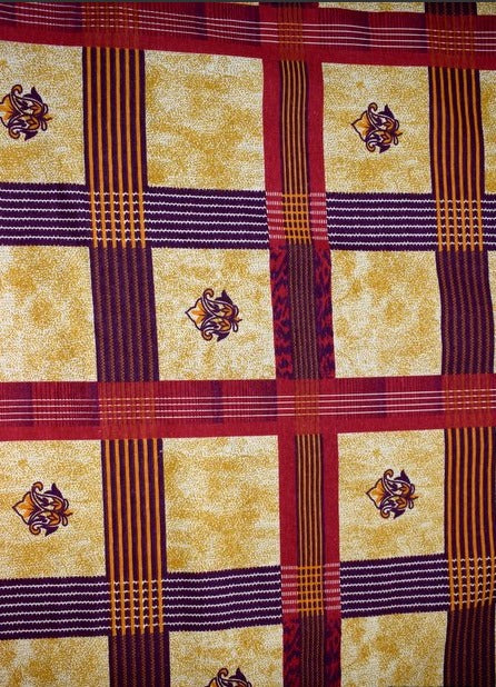 Raszteres sárga alapon bordó minta