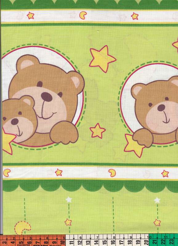 Zöld alapon bordűrös macik