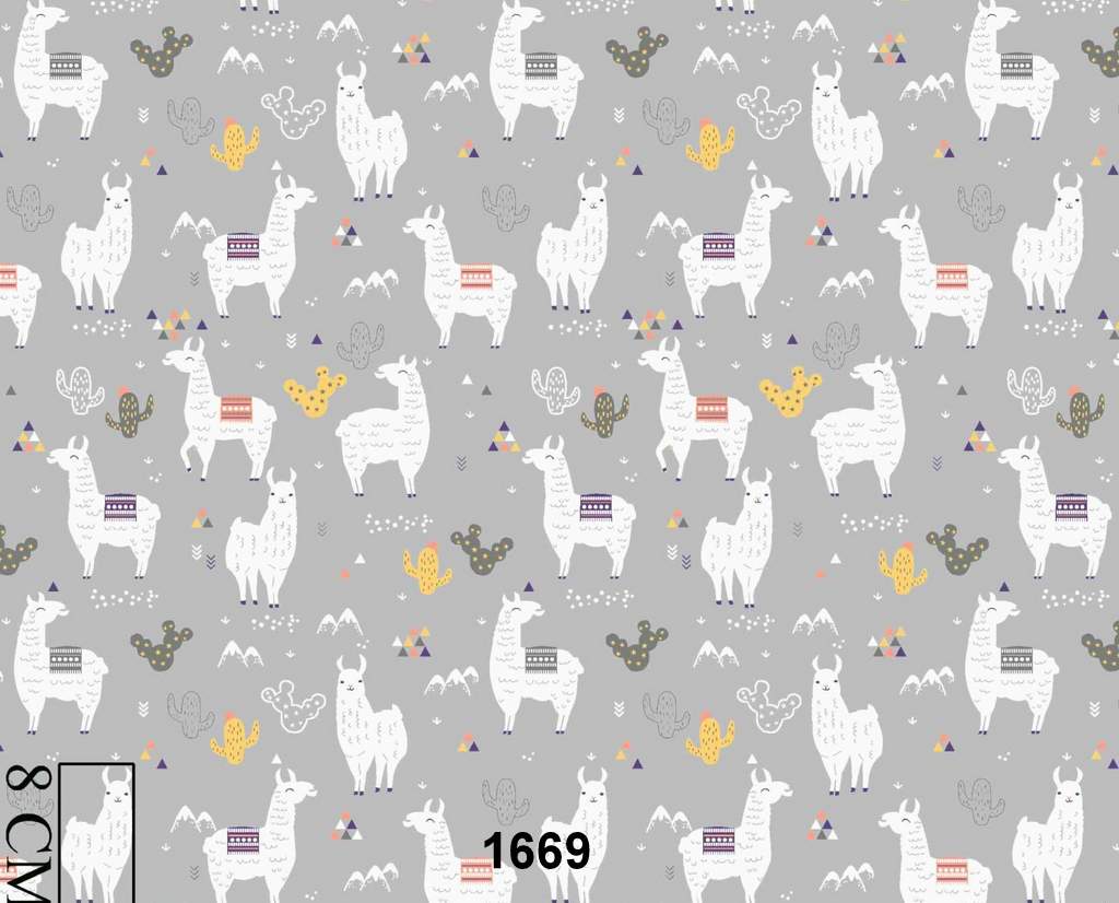 Szürke alapon lámák és kaktuszok