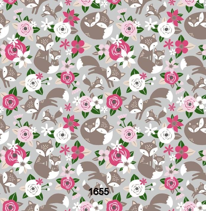 160cm19Szürke alapon virág, róka