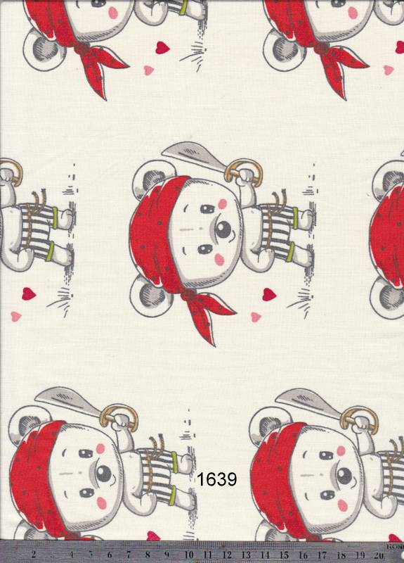 Fehér alapon piros kendős kalózgyerek