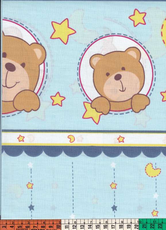 kék alapon bordűrös macik