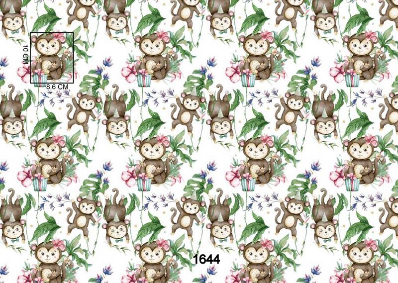 Fehér alapon kismajom a fákon