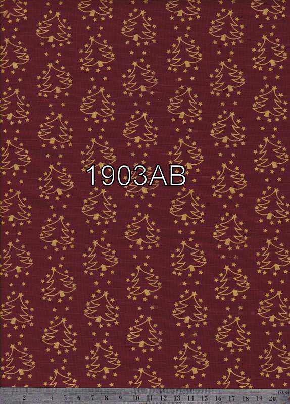 1903 Bordó alapon aranyfenyőfák
